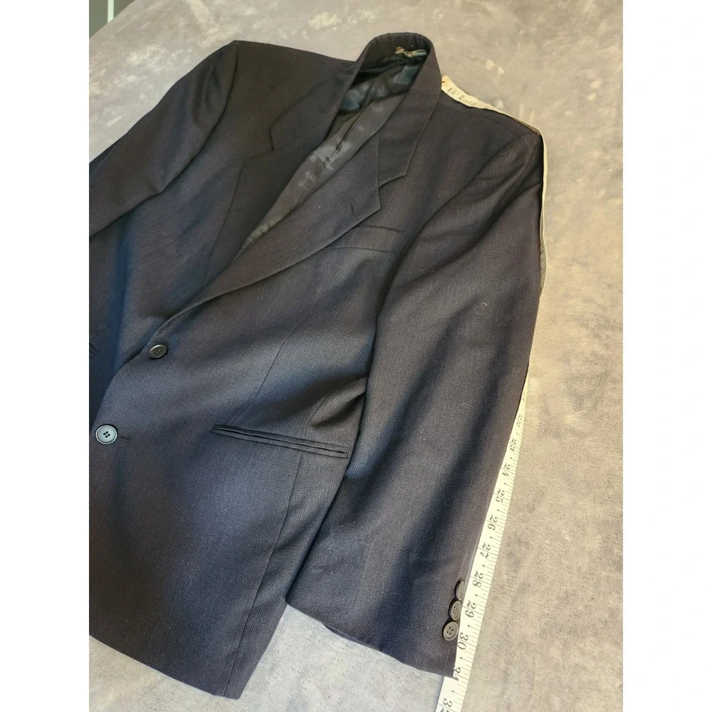 Yves Saint Laurent Blazer Mens 38 Navy Blue 100% Wool Sport Coat Jacket YSL